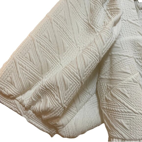 FREE PEOPLE White Square Neckline Tie Back Puff Sleeve "Violet" Minidress Sz L - Picture 11 of 13